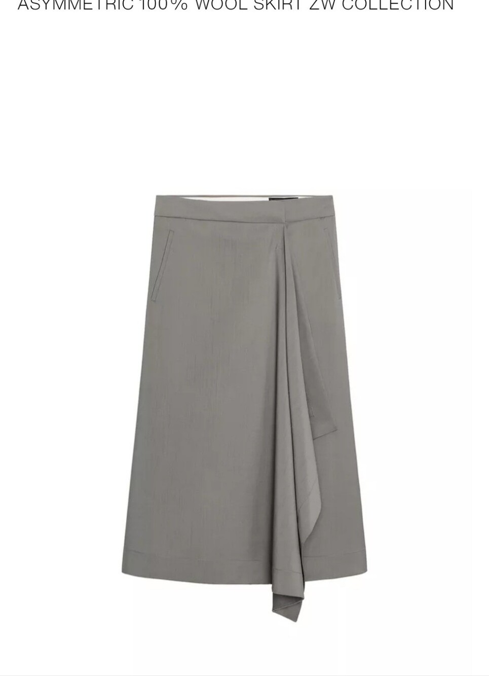 🩶 Zara Asymmetric 100% Wool  Midi Skirt ZW Collection 🩶 - Picture 3 of 8